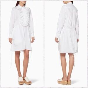 Chloe Cotton Poplin‎ Jabot Long Sleeve Shift Dress